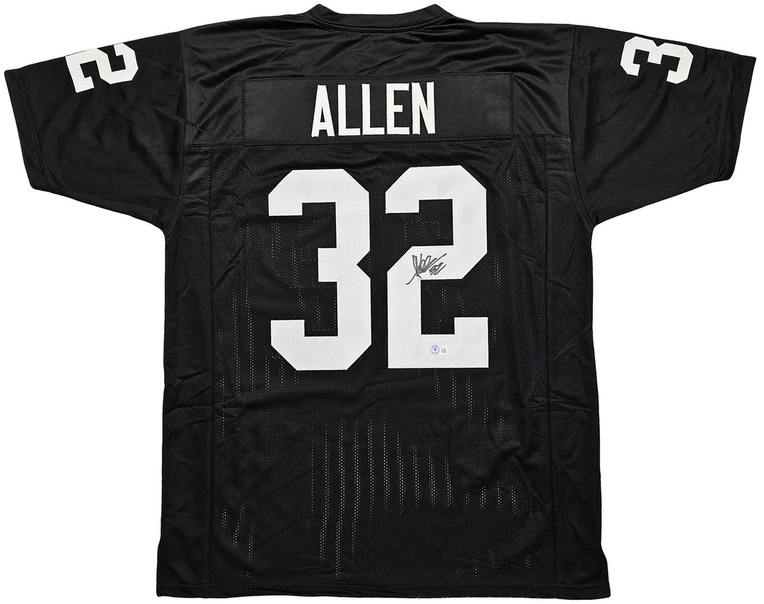 Oakland Raiders Marcus Allen Signed Black Jersey Beckett Witness