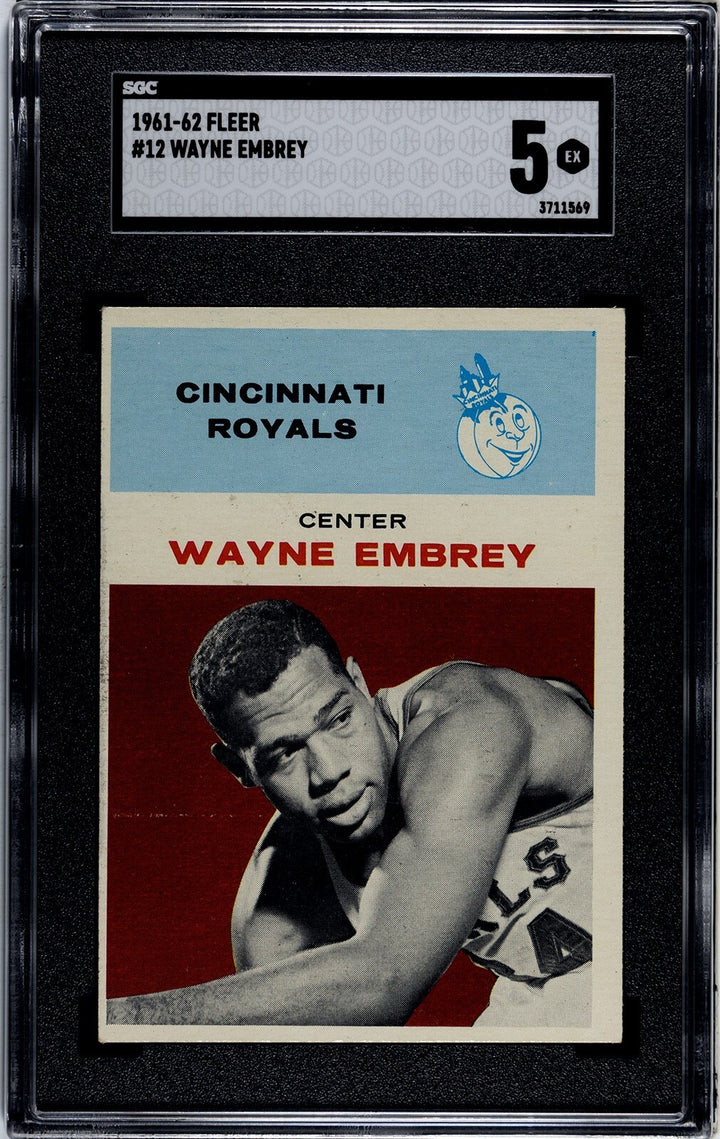 Wayne Embrey 1961-62 Fleer Rookie Card (RC) #12- SGC Graded 5 EX (Cincinnati Roy