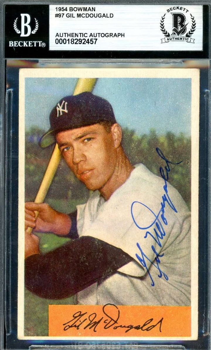 Gil McDougald Beckett BAS Signed 1954 Bowman Autographed