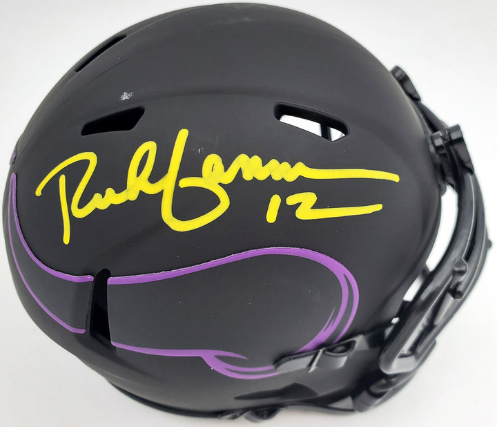 Rich Gannon Signed Minnesota Vikings Eclipse Black Speed Mini Helmet Beckett BAS