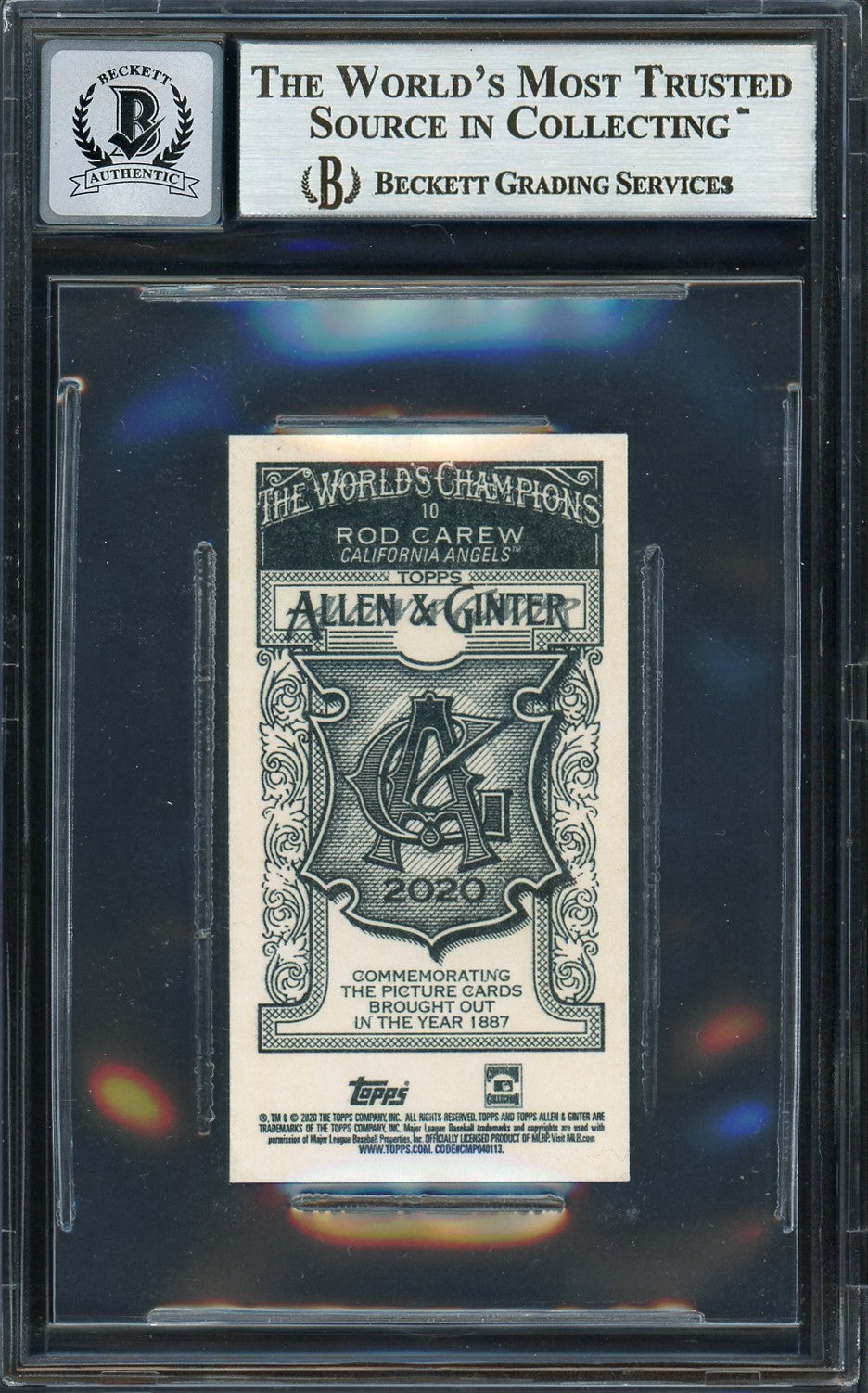 Rod Carew Signed 2020 Topps Allen & Ginter Mini Card 10 Angels Sig 10 Beckett