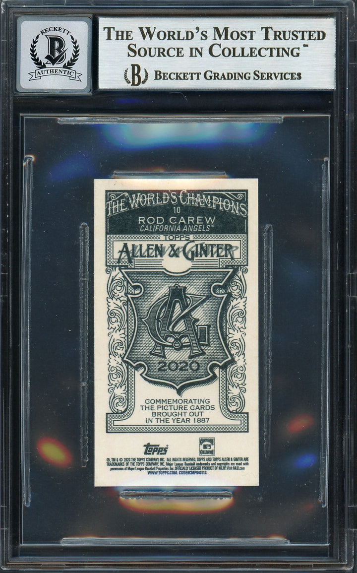Rod Carew Signed 2020 Topps Allen & Ginter Mini Card 10 Angels Sig 10 Beckett