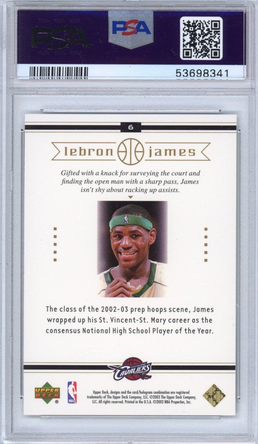 Graded 2003-04 Upper Deck LeBron James #6 Box Set Rookie Card PSA 9 Mint