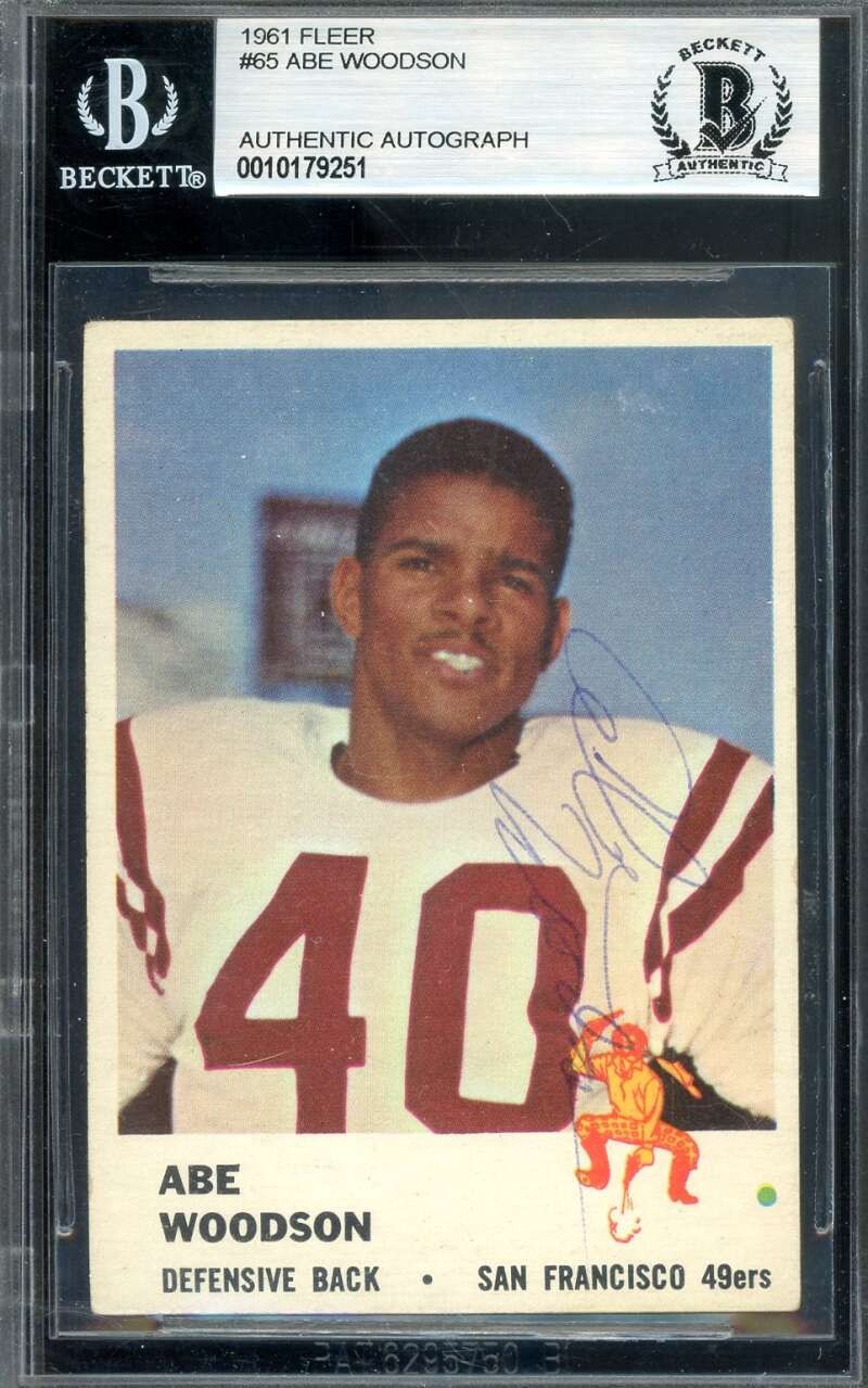 Abe Woodson Beckett BAS Vintage Signed 1961 Fleer Autograph