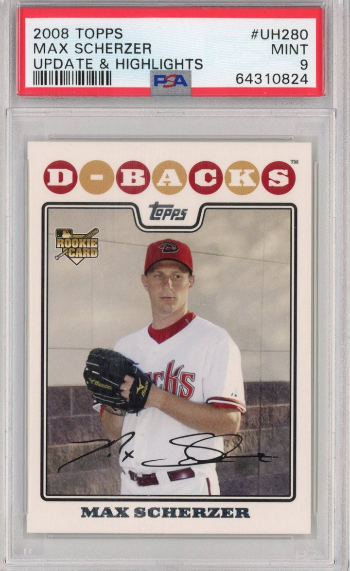 Graded 2008 Topps Update & Highlights Max Scherzer #UH280 Rookie Card PSA 9