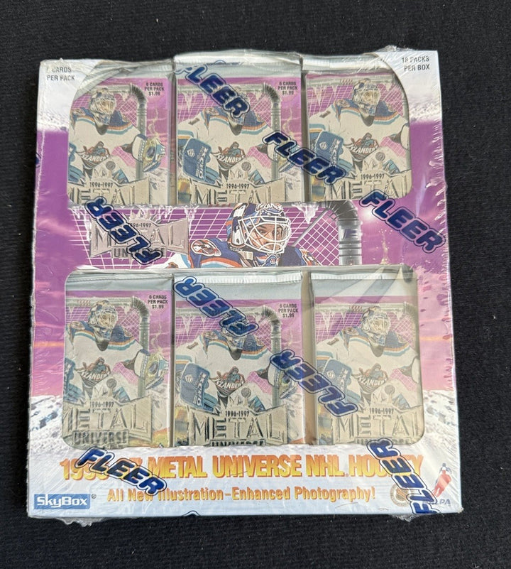 1996-97 Fleer Metal Universe Hockey Factory Sealed Retail Box 18 Packs Inserts
