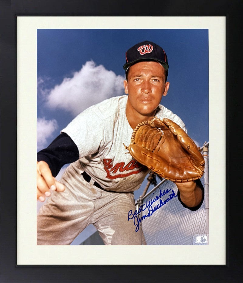 Jim Duckworth signed Washington Nationals MLB 8x10 Photo Framed imperfect - COA