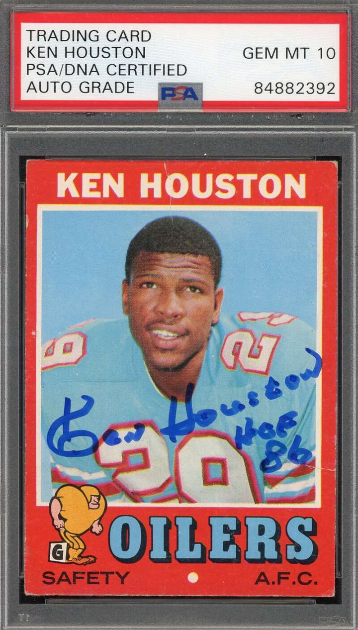 Ken Houston Gem Mint 10 PSA DNA Signed 1971 Topps Rookie Autograph