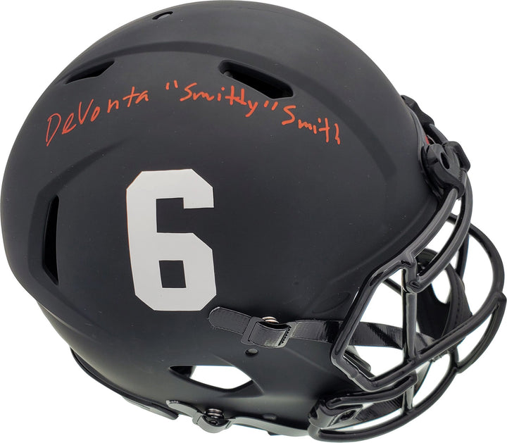 Devonta Smith Signed Alabama Crimson Tide Eclipse Black Full Size Speed Helmet