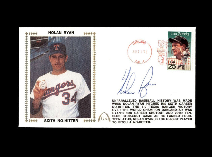 Nolan Ryan PSA DNA Coa Hand Signed 1990 No Hitter FDC Cache Autograph