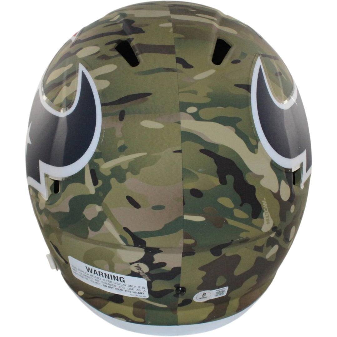 Andre Johnson Autographed Houston Texans F/S Camo Helmet Beckett Witness 55470