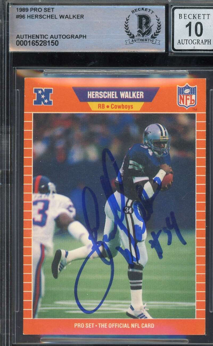 Herschel Walker Gem Mint 10 Beckett BAS Signed 1989 Pro Set Autograph