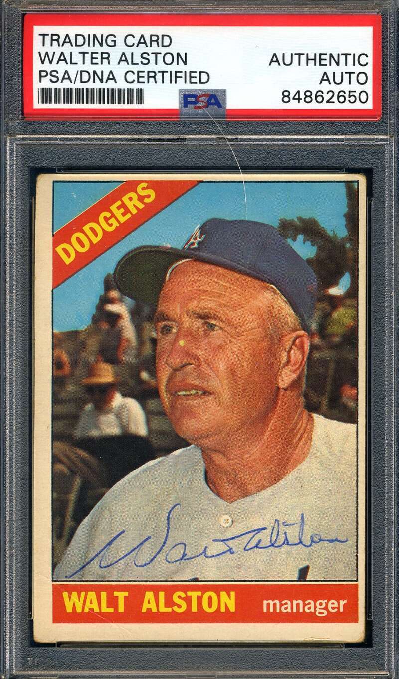 Walter Alston PSA DNA Coa Signed 1966 Topps Autograph