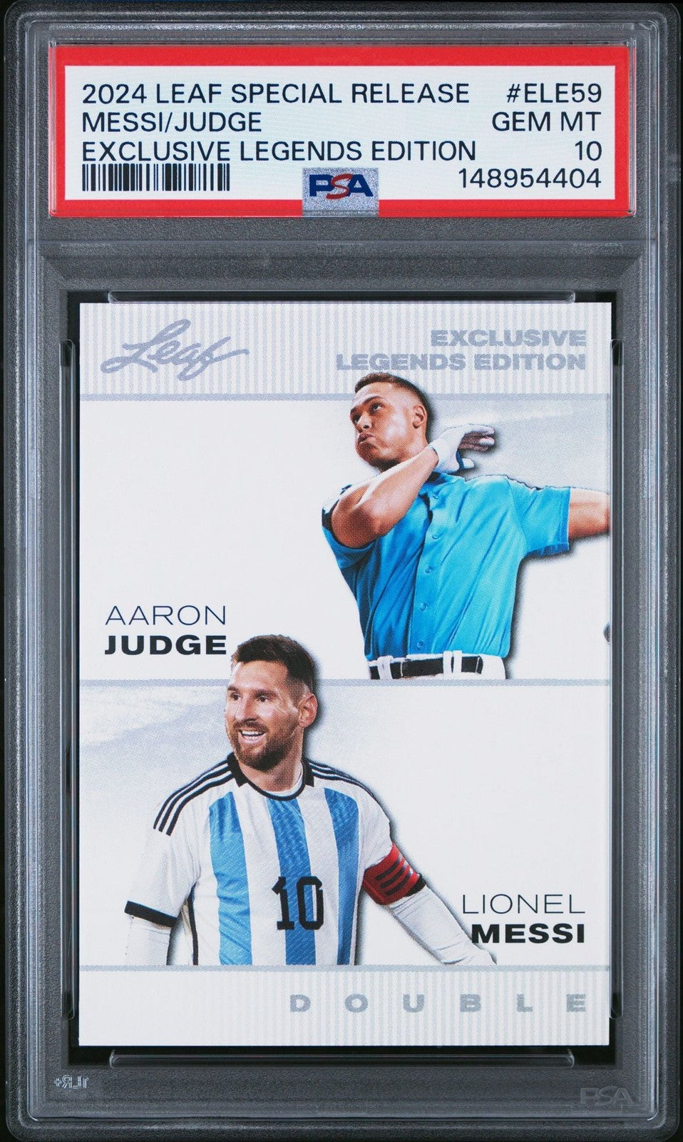 Graded 2024 Leaf Special Release Lionel Messi Aaron Judge ELE59 Card PSA 10