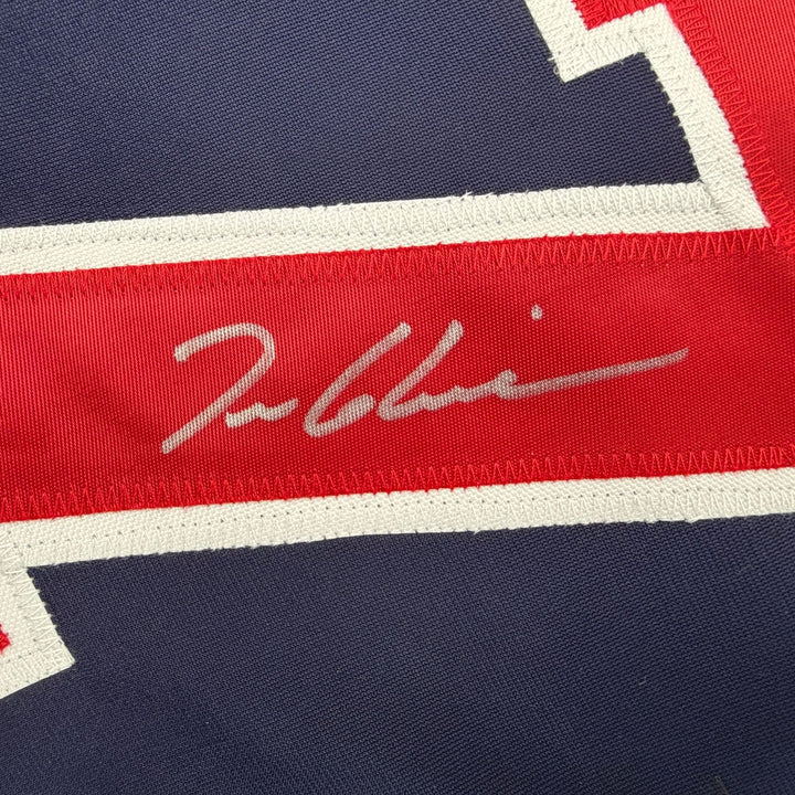 Autographed/Signed Tom Glavine Atlanta Navy Blue Jersey Beckett BAS COA