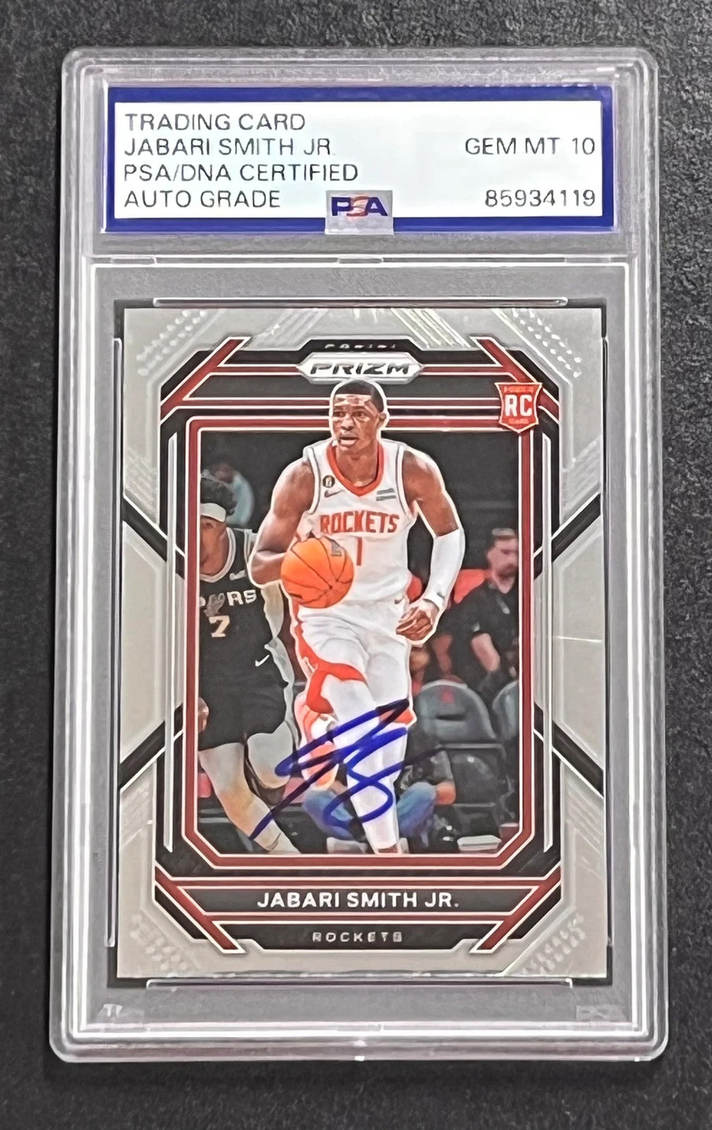 2022-23 Panini Silver Prizm #228 Jabari Smith Jr. Signed Card Auto 10 PSA