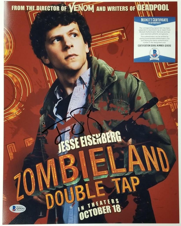 Jesse Eisenberg signed Zombieland Double Tap 11x14 Photo #2 ~ Beckett BAS COA