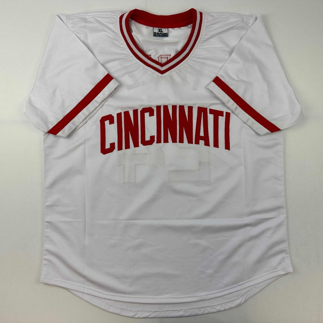 Autographed/Signed Tony Perez Cincinnati White Jersey Beckett BAS COA