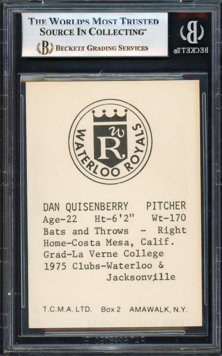 Dan Quisenberry Signed 1975 TCMA RC 2 Waterloo Royals Beckett #17068694