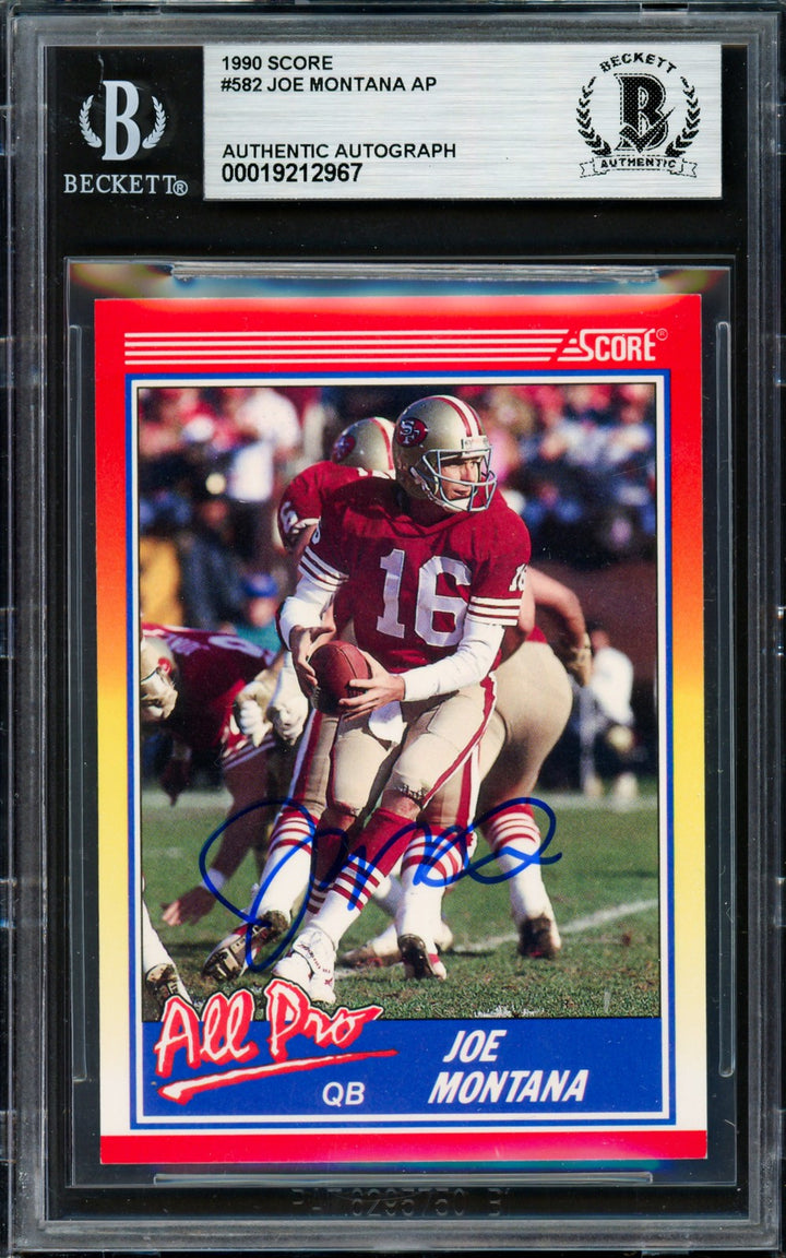 Joe Montana Signed 1990 Score Card 582 San Francisco 49ers Beckett