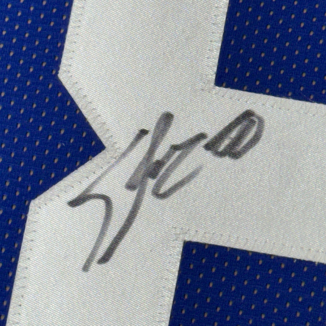 FRAMED Autographed/Signed JEREMY SHOCKEY 33x42 New York Blue Jersey JSA COA Auto