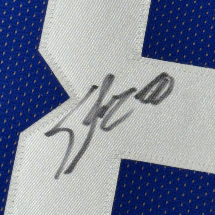 FRAMED Autographed/Signed JEREMY SHOCKEY 33x42 New York Blue Jersey JSA COA Auto