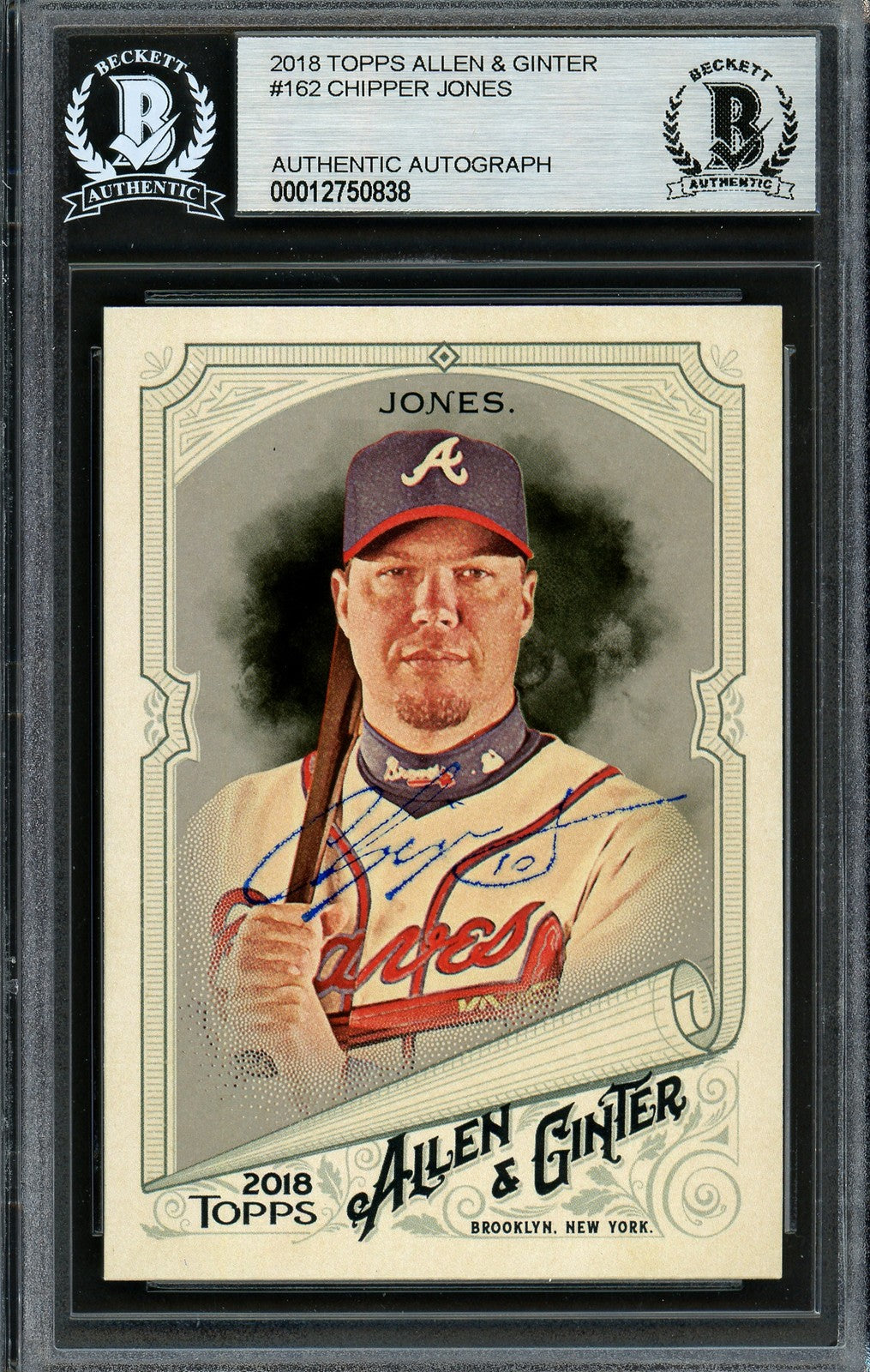 Chipper Jones Signed 2018 Topps Allen & Ginter Card 162 Braves Beckett #12750838