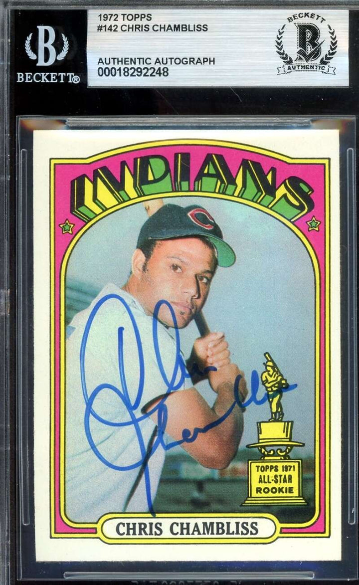 Chris Chambliss Beckett BAS Signed 1972 Topps Rookie Autograph