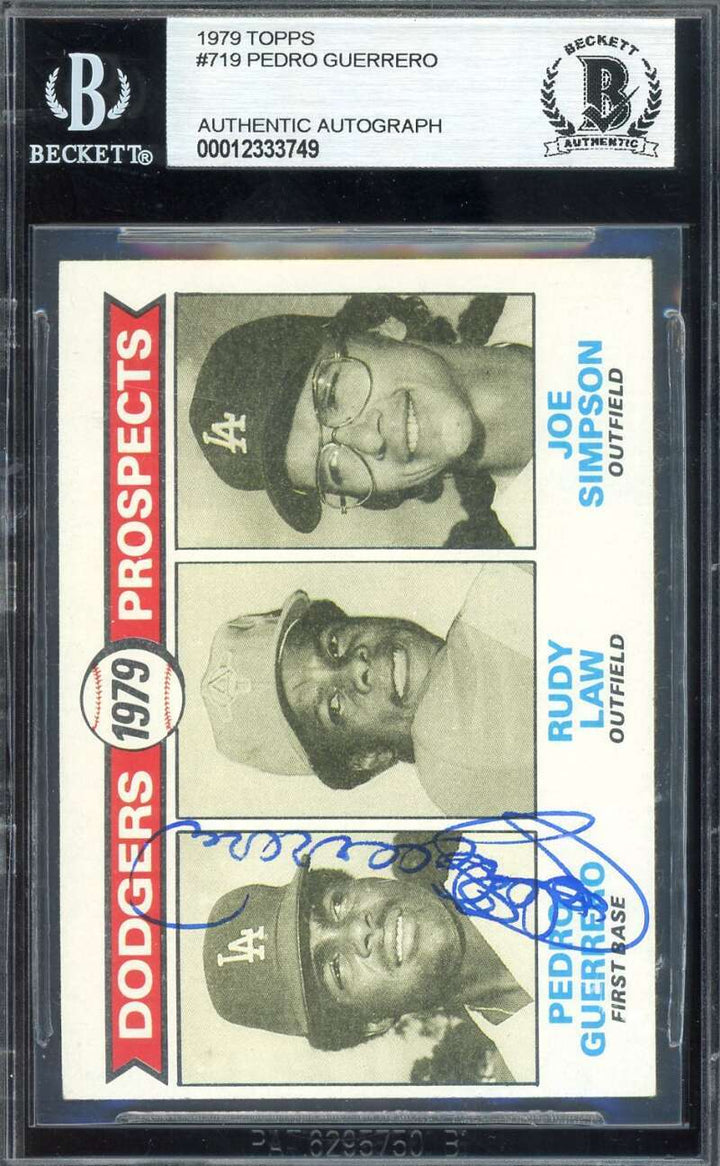Pedro Guerrero Beckett BAS Signed 1979 Topps Rookie Autograph