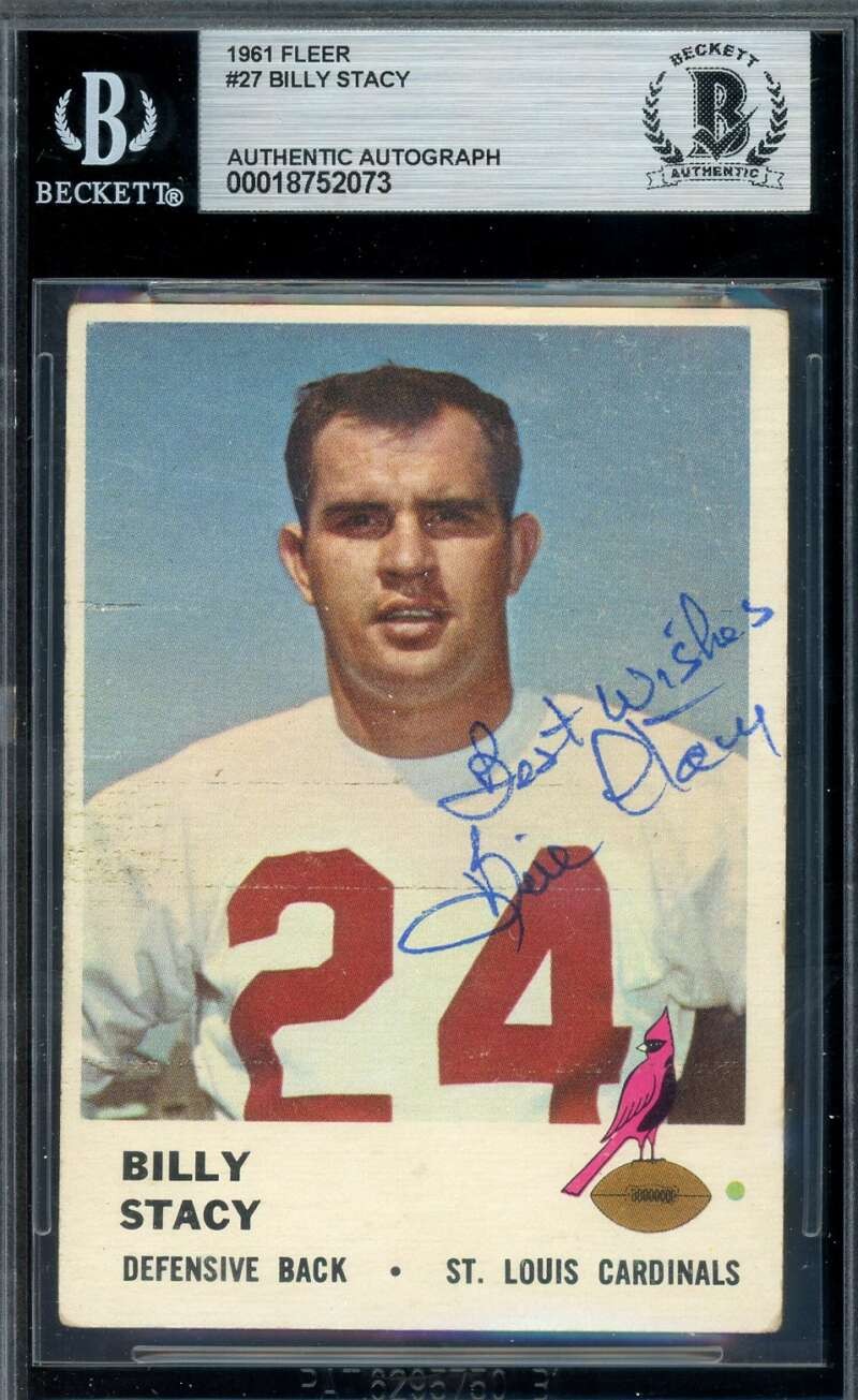 Bill Stacy Beckett BAS Vintage Signed 1961 Fleer Rookie Autograph