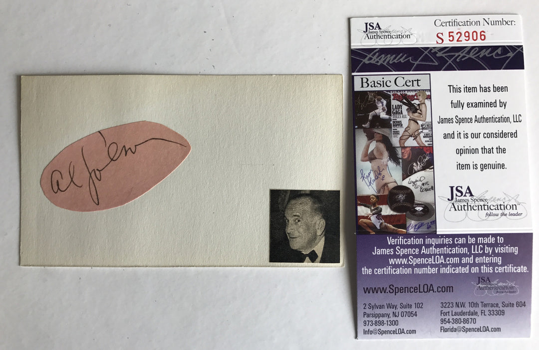Al Jolson Signed Index Card Cut Album Page JSA COA Autograph Jazz
