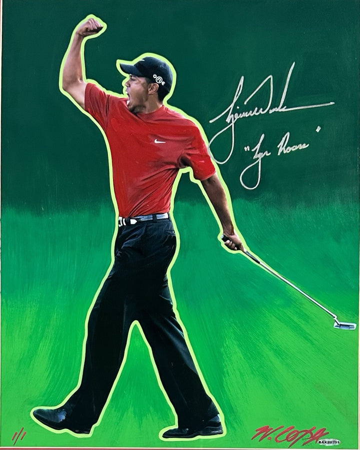 Tiger Woods Signed 16x20 Framed Photo Bill Lopa 1/1 Tiger Roars Auto UDA COA