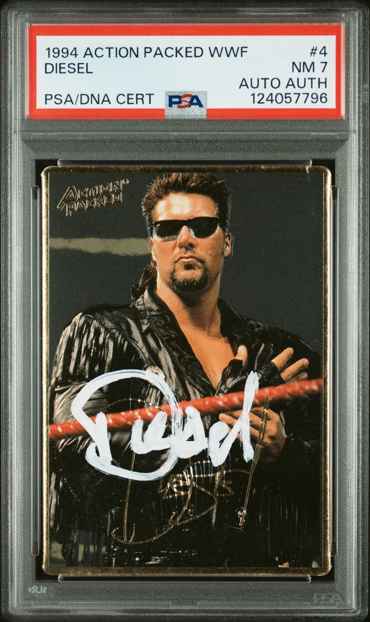 Graded 1994 Action Packed Kevin Nash Diesel #4 RC Card PSA 7 Card Auto AUTH