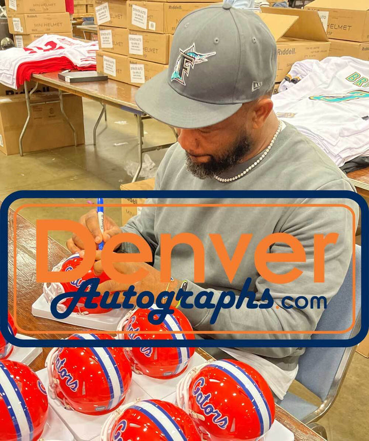Fred Taylor Autographed Florida Gators Orange Mini Helmet BAS 40163