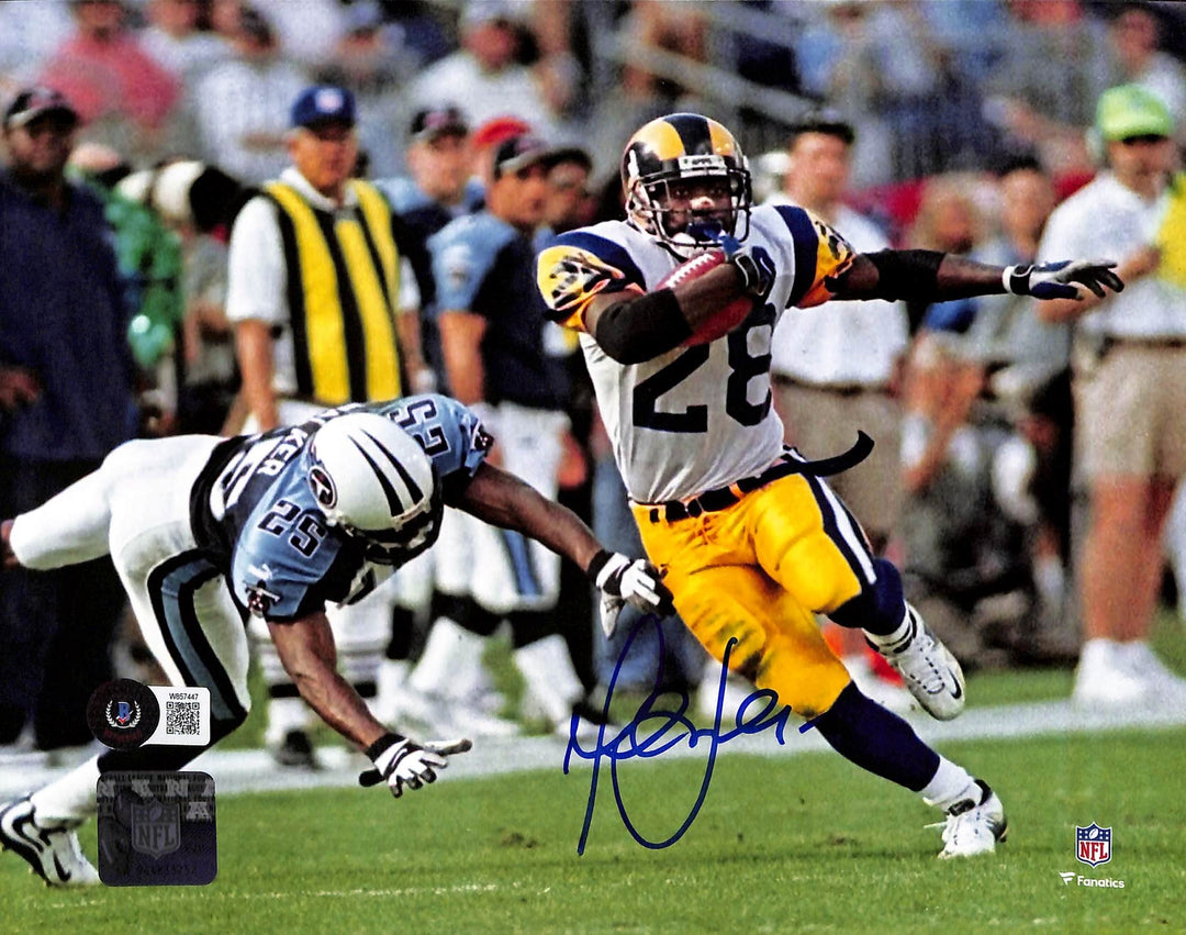 Marshall Faulk Autographed/Signed Los Angeles Ram 8x10 Photo Beckett 42532
