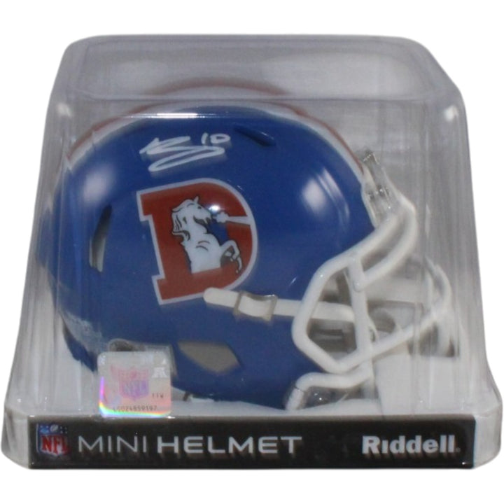 Bo Nix Autographed Denver Broncos TB 75-96 Mini Helmet Beckett Witness 57260
