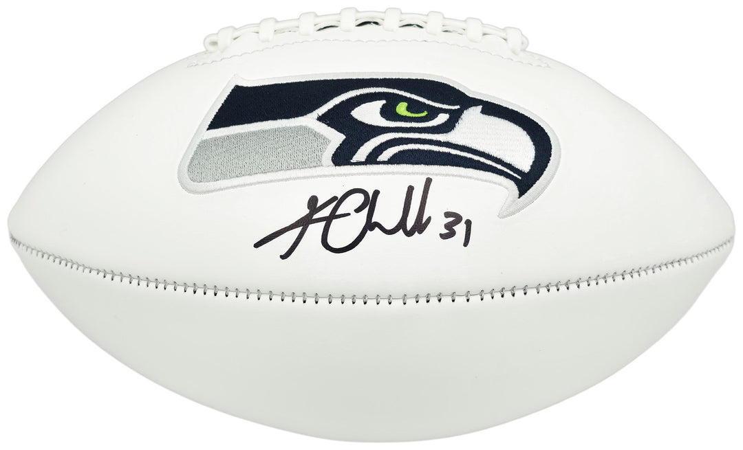 Kam Chancellor Signed White Seattle Seahawks Logo Football Beckett Witness