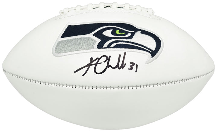 Kam Chancellor Signed White Seattle Seahawks Logo Football Beckett Witness