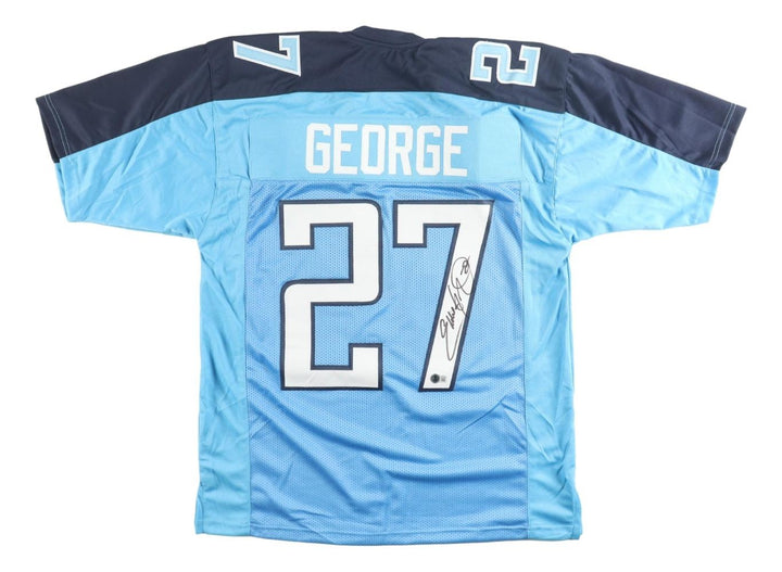 Eddie George Tennessee Signed Light Blue Football Jersey BAS