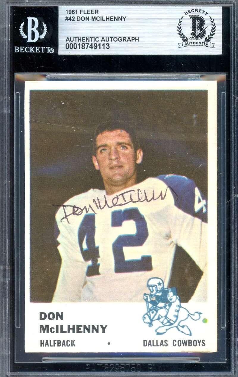 Don McIlhenny Beckett BAS Signed 1961 Fleer Autograph Cowboys