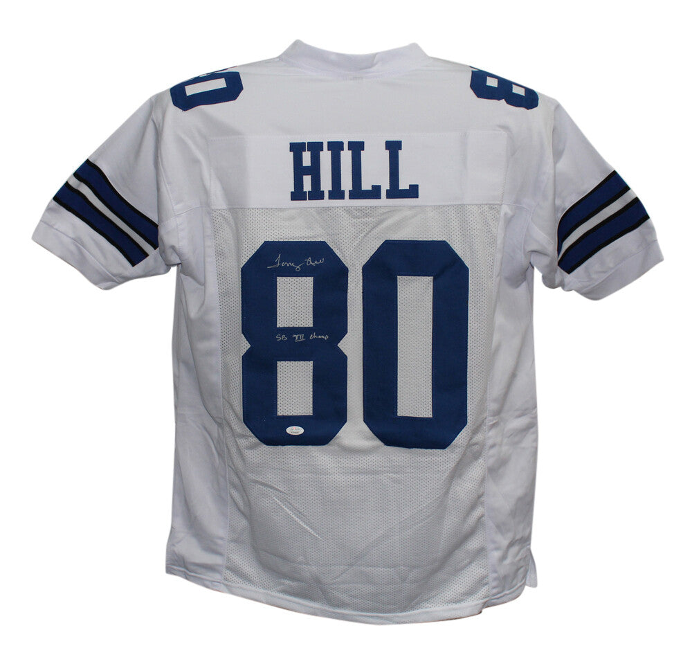 Tony Hill Autographed/Signed Pro Style White XL Jersey SB Champs JSA 33977