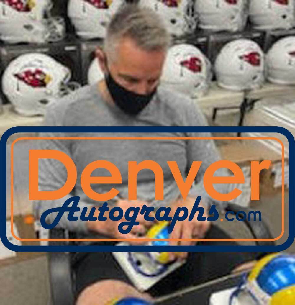 Kurt Warner Autographed/Signed Los Angeles Rams Speed Mini Helmet BAS 34240