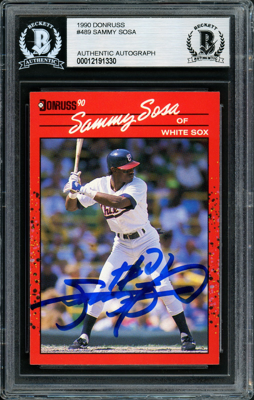 Sammy Sosa Signed 1990 Donruss Rookie Card #489 Chicago White Sox Beckett BAS