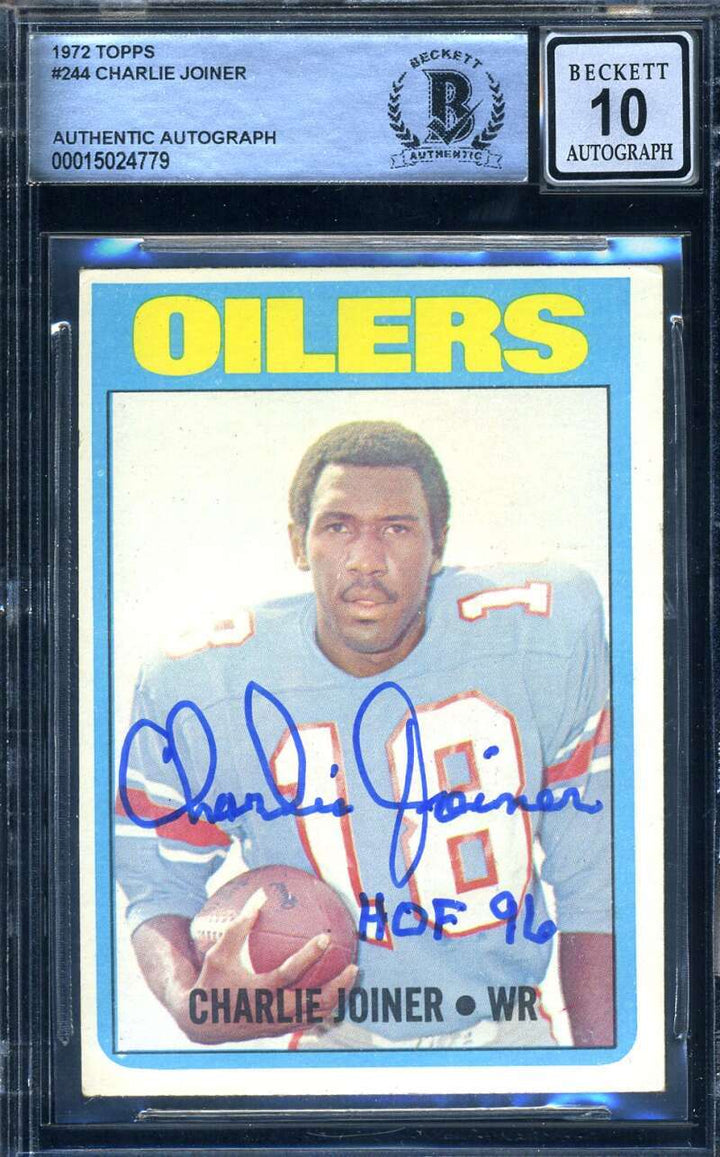 Charlie Joiner Gem Mint 10 Beckett Signed 1972 Topps Rookie Autograph
