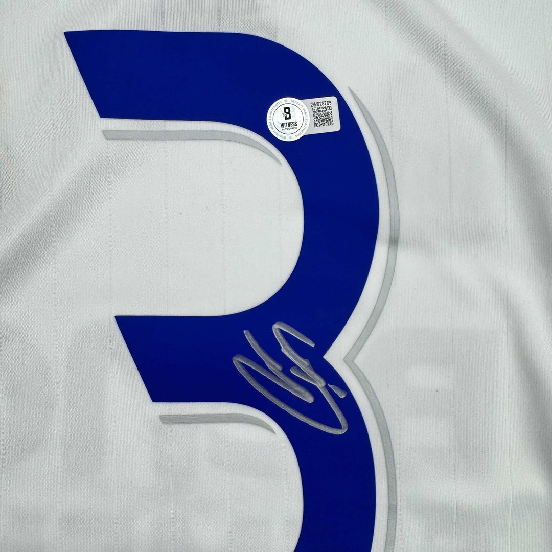 Autographed/Signed Roberto Carlos Real Madrid White Jersey Beckett BAS COA