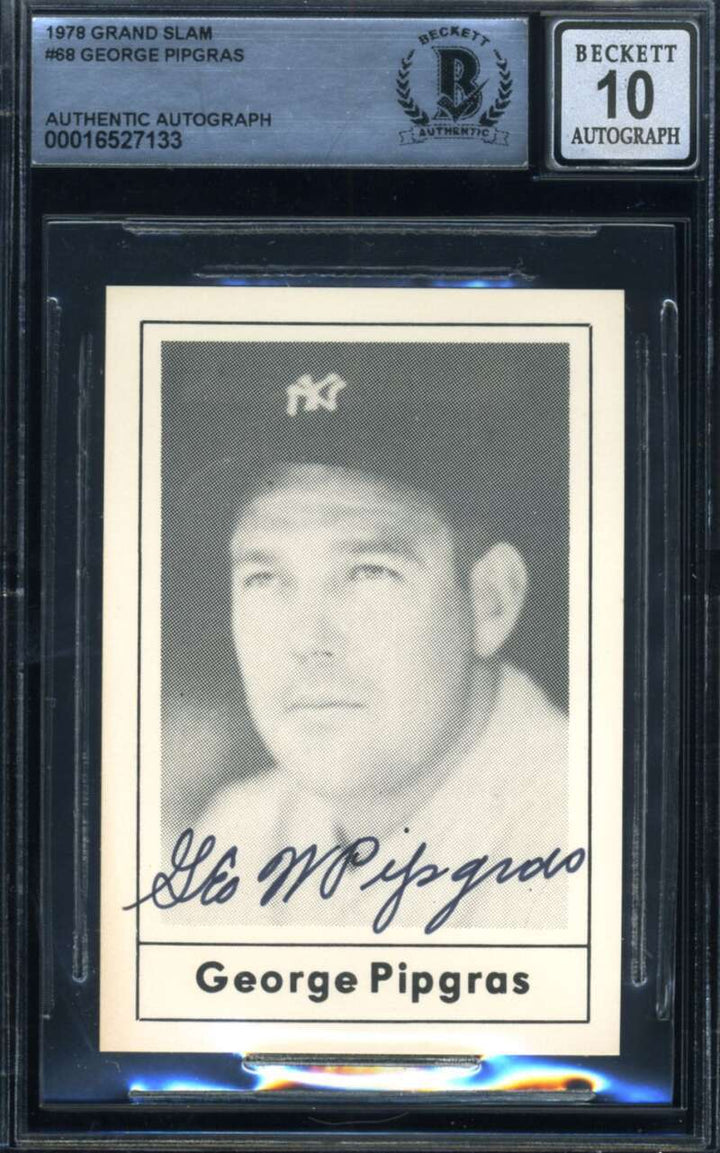George Pipgras Gem Mint 10 Beckett BAS Signed 1978 Grand Slam Autograph