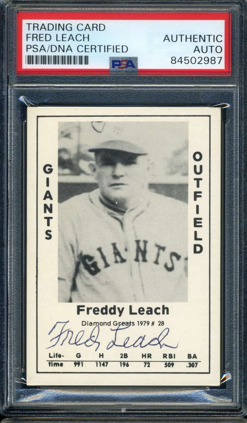 Freddy Leach PSA DNA Signed 1979 Diamond Greats Autograph New York Giants