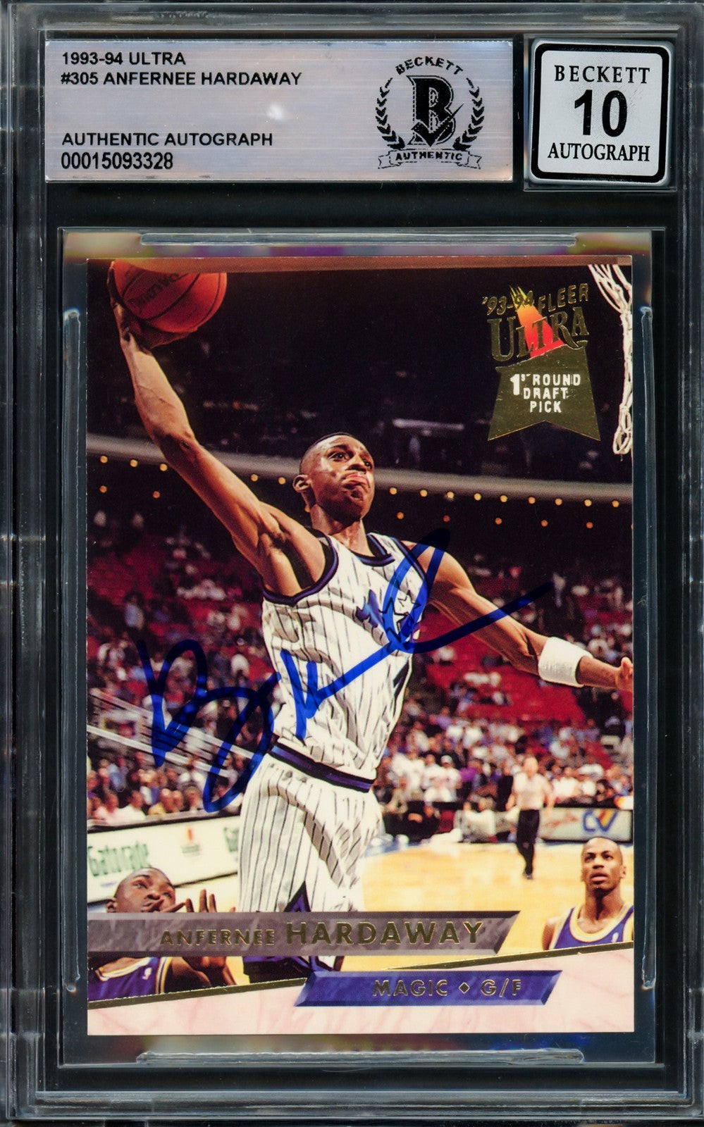Anfernee Hardaway Signed 1993-94 Fleer Ultra RC 305 Magic Auto GM 10 Beckett