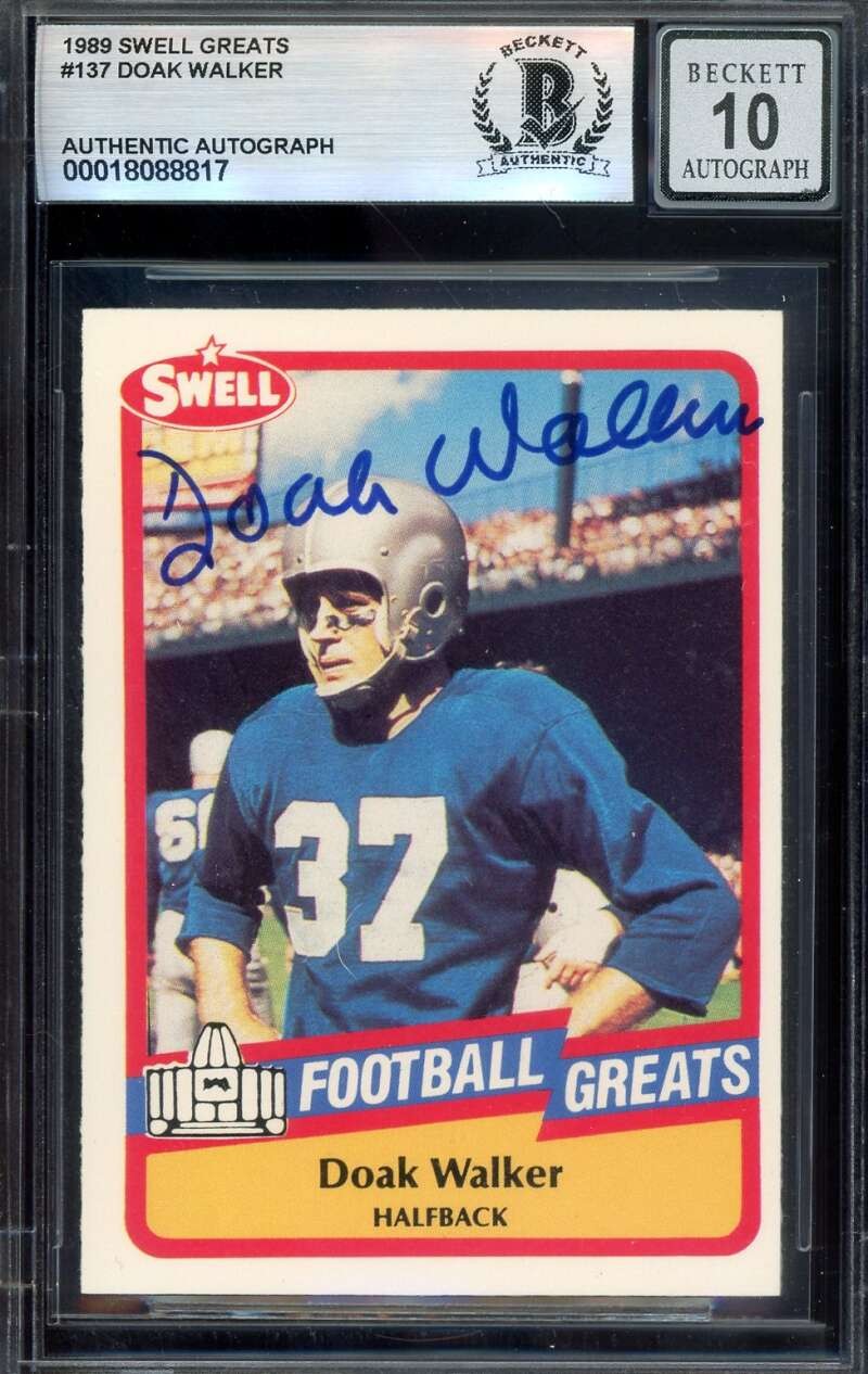 Doak Walker Gem Mint 10 Beckett BAS Signed 1989 Swell Greats Autograph