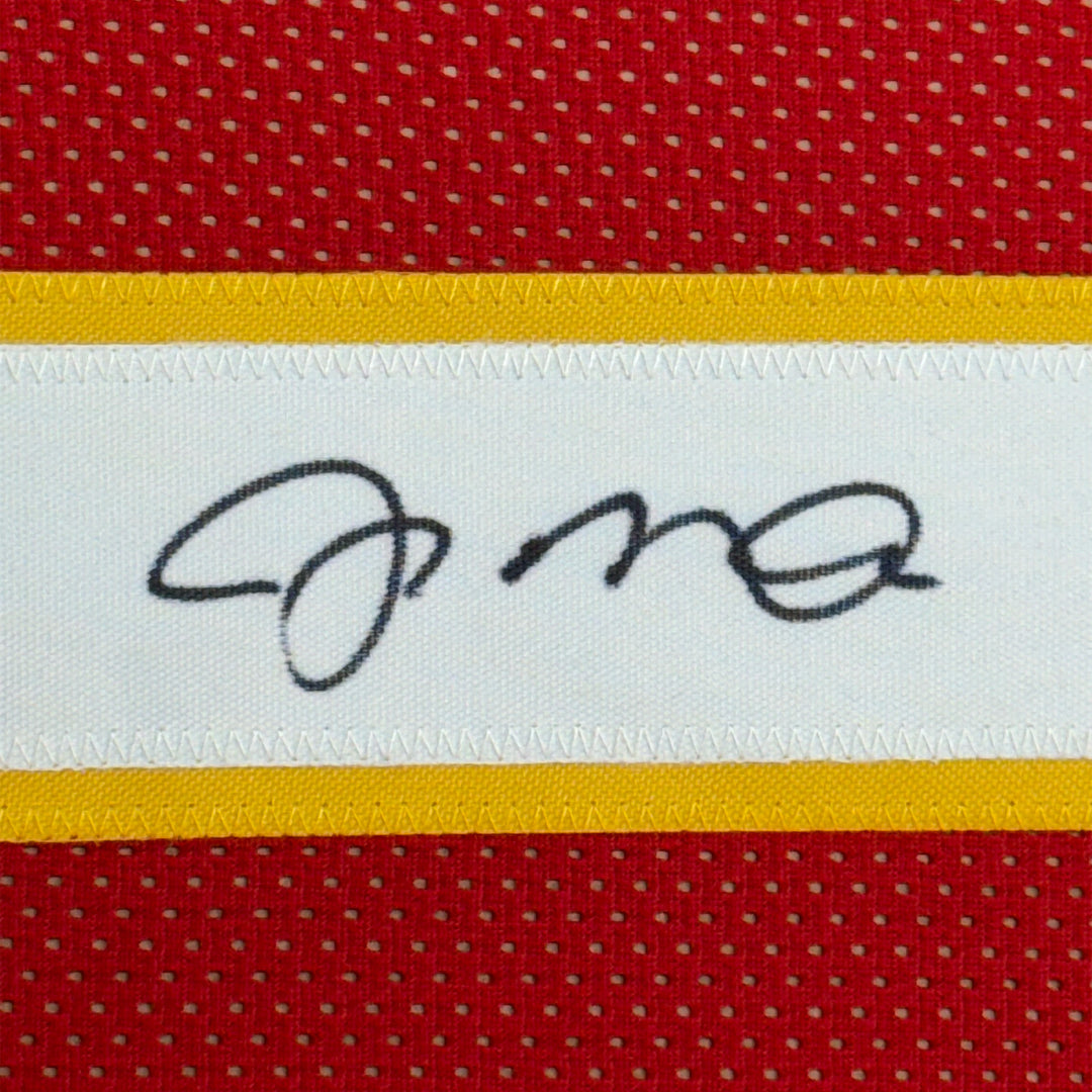 FRAMED Autographed/Signed JOE MONTANA 33x42 Kansas City Red Jersey JSA COA Auto